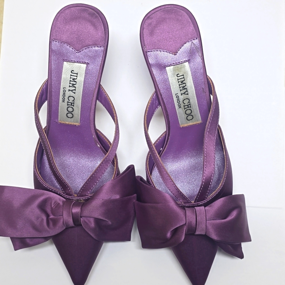 New Jimmy Choo Flaca bow-embellished 50mm mules 36